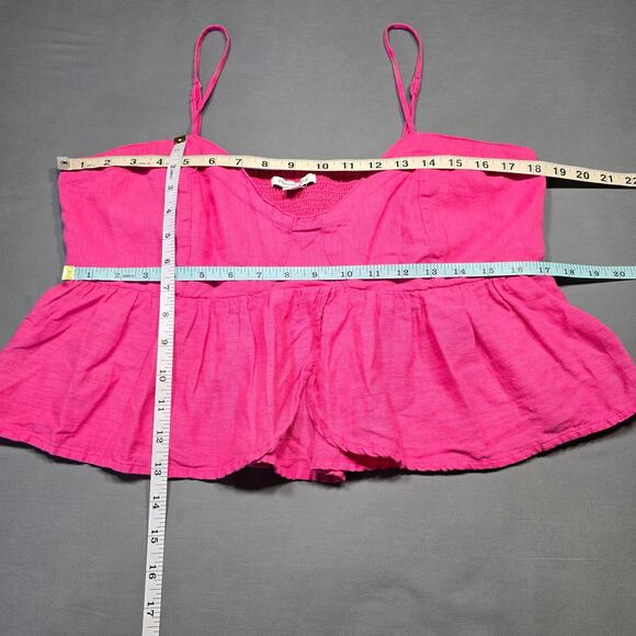 American Eagle Pink Crop Tank Top Adjustable Spaghetti Straps Women Size XL Slit - Picture 6 of 9